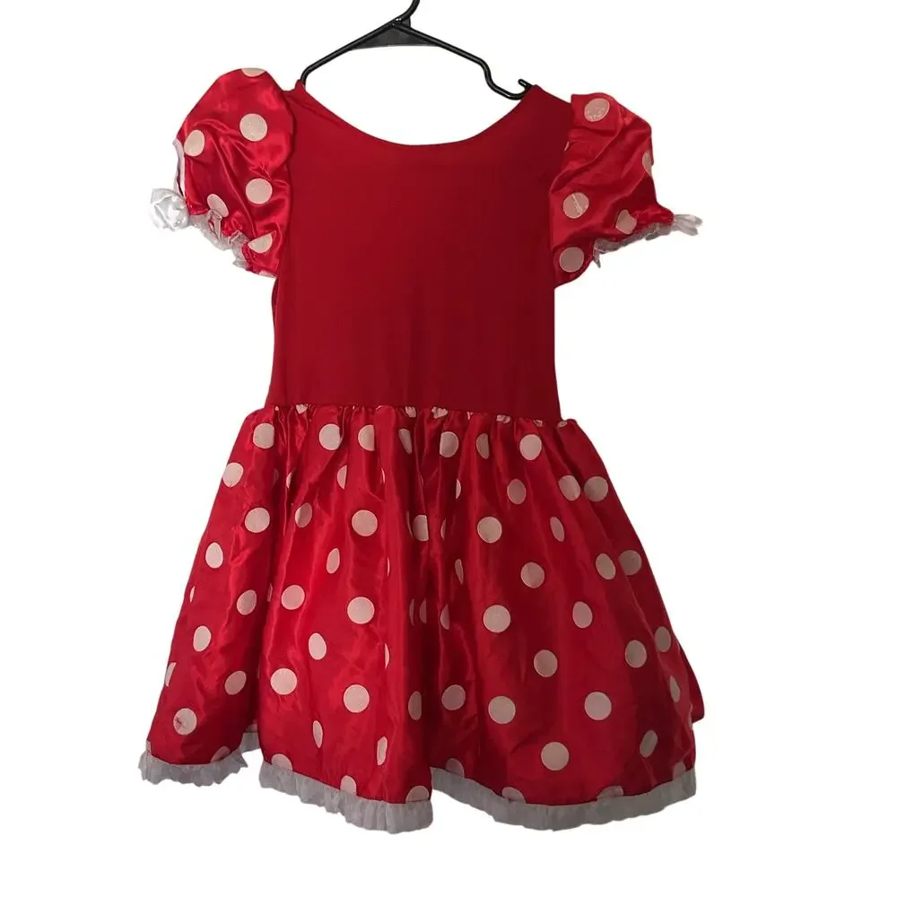 Disney Store Minnie Mouse Costume Dress Girls 7/8 Red Polka Dot Halloween